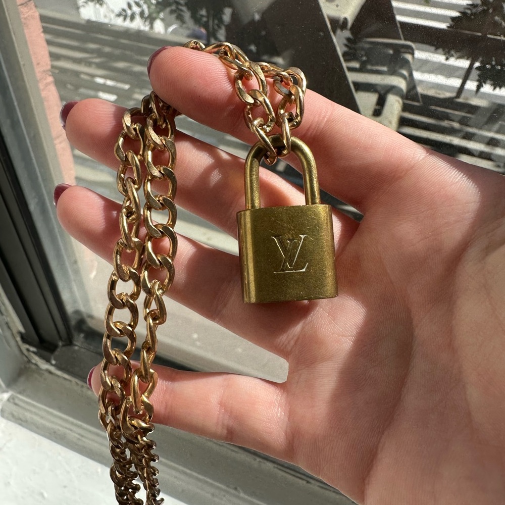 Louis Vuitton Authentic Lock and Key Set on chain necklace